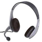 Cyber Acoustics Stereo Headset and Mic / with Volume Control / Silver 