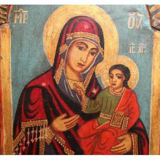   BULGARIAN ORTHODOX HAND PAINTED TRYPTICH ICON CHRIST VIRGIN MARY