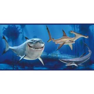 Disney 10.25 in X 15 Ft Bright Blue Finding Nemo Shark Border 