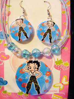 NEW Betty Boop Style Sets Girls Necklace & Earrings  