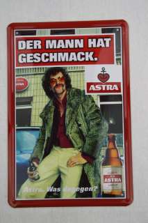 Blechschild Astra Bier Der Mann hat Geschmack 30x20cm Metallschild Bar 