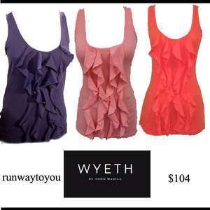 NWOT Wyeth Elegant Feminine Ruffle Trim Top Sz P L S M  