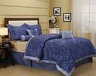 Rosemond 7 piece Comforter Set NEW Navy Blue/Gold trims King/Queen 