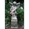 Gartenfigur Gartendekoration Sonnen Engel mit Säule Steinguss Beton 