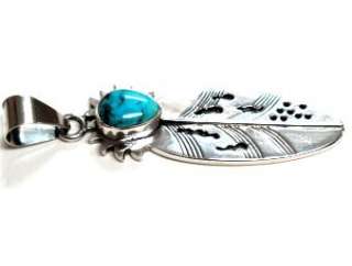 Leonard Nez –Native American Silver & Turquoise Feather  