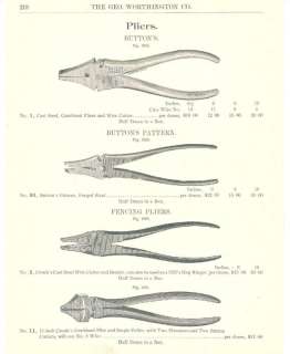 1902 Buttons Fencing Pliers Tool Antique Catalog Ad  
