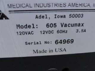VacuMax 605 Portable Respiratory Medical Aspirator Suction Machine w 