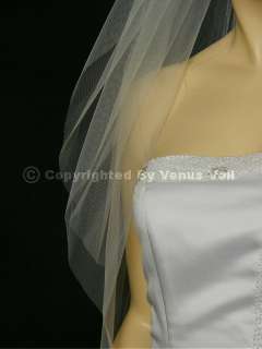 2T White Bridal Wedding Elbow 25 X 30 Inches Cut Edge Veil  
