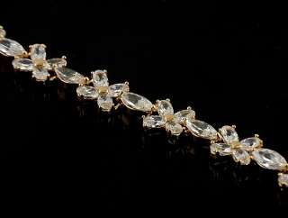 Stunning White Gems 14k Yellow Gold Filled Bracelet  