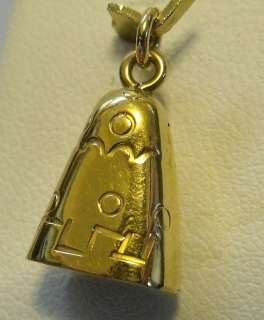 14K YELLOW GOLD 3D MEXICAN AZTEC RINGING BELL CHARM PENDANT  