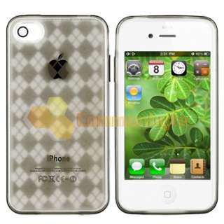 Smoke Argyle TPU Rubber Skin Case Cover+PRIVACY LCD Protector for 