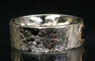 Bombierter Ring 925 Silber 585 Gold großer schwarzer Diamant 