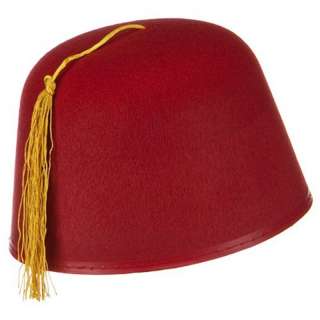 Red Felt Costume FEZ Hat shriner yellow tassel aladdin  