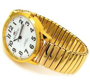 GOLD Large Size Round Face Stretch Band WATCH  