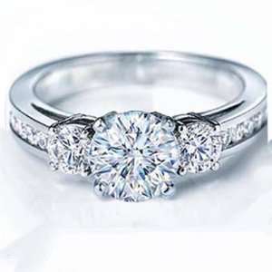  14k White Gold Round Diamond Ladies Bridal 3 Stone Semi mount 