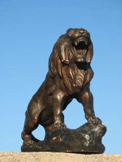   Ancienne sculpture Lion en furie T CARTIER terre cuite