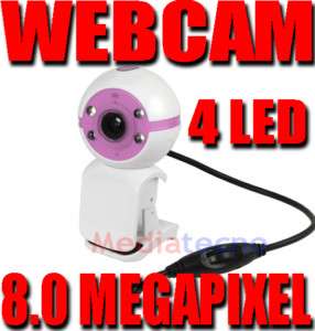 WEBCAM USB 8MP 4 LED MICROFONO SKYPE CHAT CAM PC WIN7  
