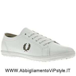 Scarpe FRED PERRY mod Kingston Leather Trainers pelle Bianco Numero 45 