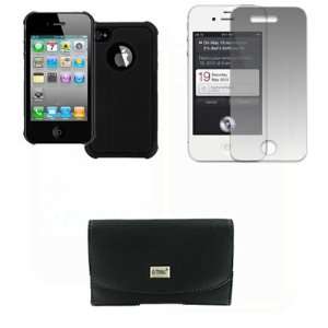  EMPIRE Apple iPhone 4s Black Leather Case Pouch with Belt 