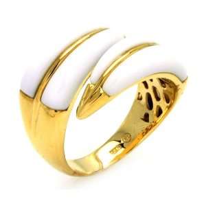   Sterling Silver Gold Plated Adjustable White Onyx Ring Size 5 Jewelry