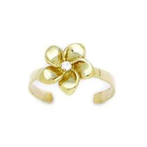 14k Yellow Gold Adjustable Flower Body Jewelry Toe Ring   JewelryWeb