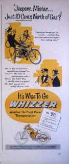 1948 WHIZZER MOTOR BIKE SCOOTER MOTORCYCLE Jeepers, Mister 10 Cents 