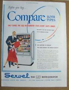 1950 Servel Gas Refrigerator/Frig  Print Ad  