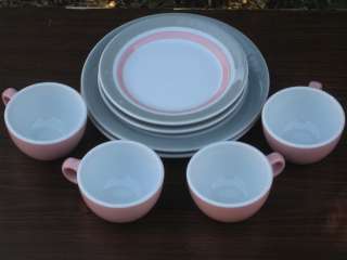   Century Mod 1950s SHENANGO CHINA Pink & White Dinnerware Pieces  