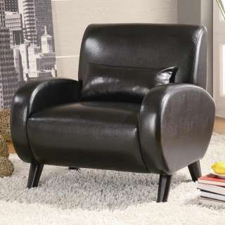 Black Bonded Leather Stationary Accent Arm Chair by Coaster 902011 