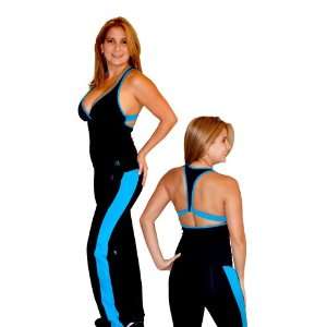 Equilibrium Active Wear Black Blue Womans Lily Pants (Size 
