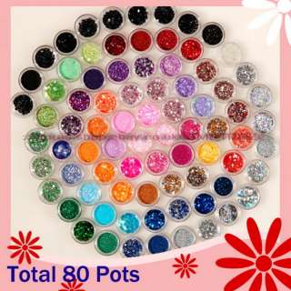 Set 80 Bote de escarcha mylar decoracion para arte uñas  