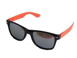    Neon Black Orange Arm Mirror Wayfarer Sunglasses