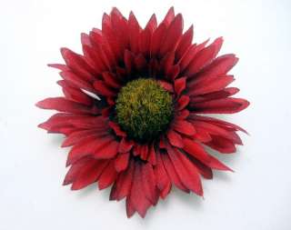 Small Red Daisy Hair Flower Clip  