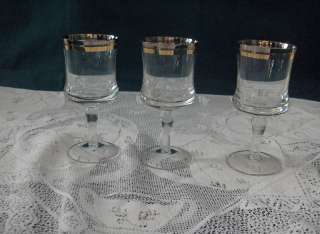 Vintage Crystal Wine Glasses,Gold & Silver Bands  