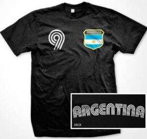 Argentina Flag Retro Crest T Shirt Jersey Soccer Tee  