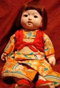 CUTE EXTRA LARGE, 13 VINTAGE JAPANESE GOFUN BABY DOLL, c. 1960s Girl 