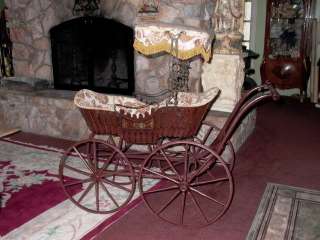 Antique Victorian Baby Carriage Buggy with Canopy  