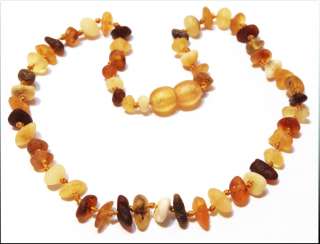 Raw Baltic Amber Baby Teething Necklace Mixed Color Unpolished