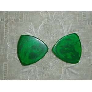 Vintage Marbled Green Applejuice Bakelite Triangular Bead 