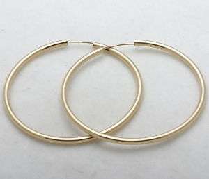 Estate 14k yellow gold filled HOOP earrings Large thin  