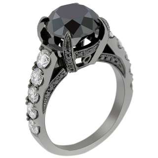 58 Carat Black Diamond Engagement Ring Vintage Style 14K Black Gold 