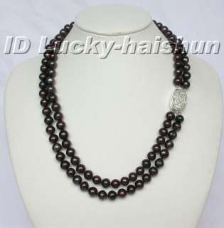 Genuine 21 2row 10mm round black pearl necklace  