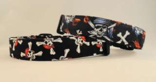 Awesome Pirate Skulls and Crossbones Black Dog Collar  