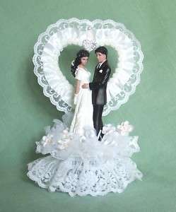 Hispanic Bride and Groom Heart Wedding Cake Topper  