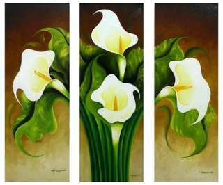 CALLA LILIES Mexico Fine Art Orig Oil Painting Triptych: Drawings 