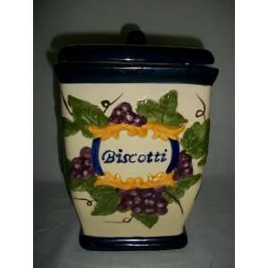   Hand Painted with Fruit Biscotti Cookie Jar Canister: Everything Else