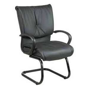  Office Star EX6845 3 Visitors Office Chair, Black Leather 