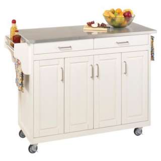 Kitchen Cart with Stainless Steel Top   White.Opens in a new window