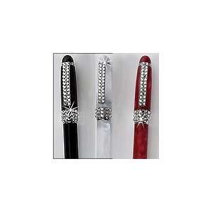   Finish Pens with Crystals, NEW Black, White & Red