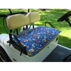  Golf Cart Seat Cover, Golf Print, Blue Background Sports 